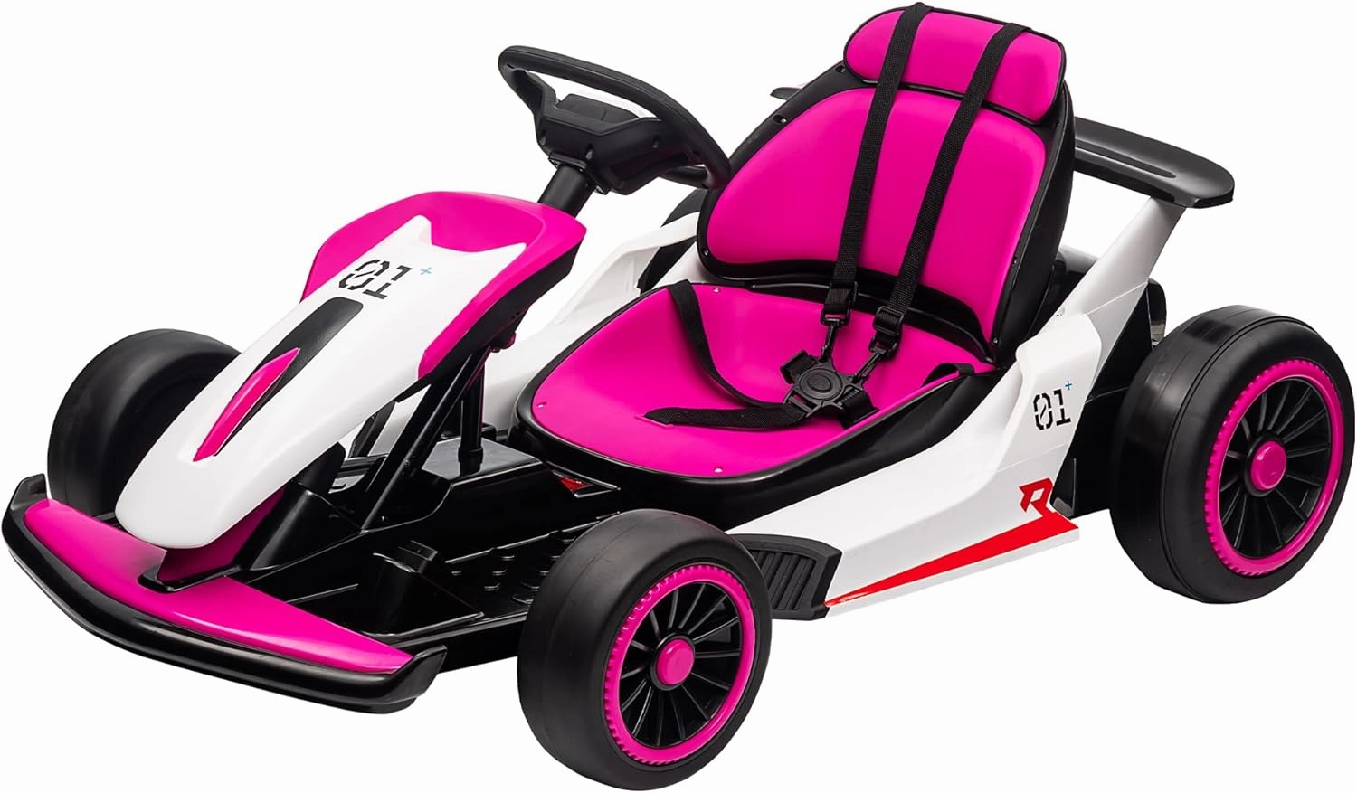 Go Kart, Electric Drift Kart Car with Adjustable Seat, 24V 7Ah Outdoor Ride On Toy, 2 * 200W Motor, 8.1 MPH, LED Lights, Toy Race Car for Kids 6-12 Years Old