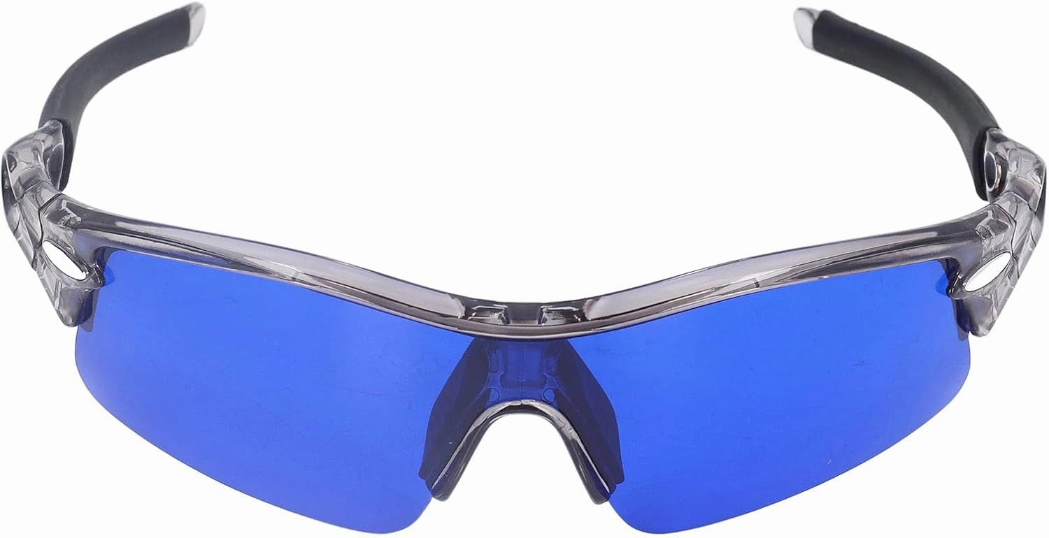 Golf Ball Finder Glasses, Polarized Blue Lens UV Proof Sun Protection Grass Filter with Glasses Cloth and Storage Bag, Ball Finding Filtering Sunglasses for Golfers(Grey)