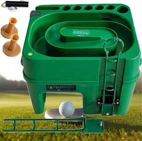 Golf Ball Teeing Device,Induction Automatic Ball Launcher,40 Ball Capacity, Equipped with 6 Hole Cue Rack,Suitable for Indoor, Outdoor Training Golf Ball Launching Device