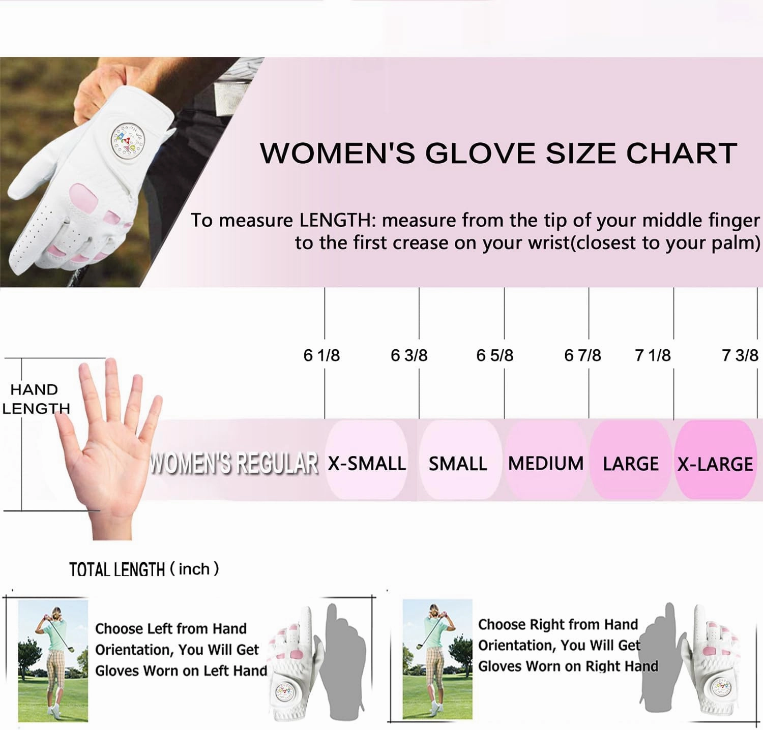 Golf Gloves Women Leather with Ball Marker 3 Pack, Left Hand Right Stylish Pink All Weather Grip Breathable Glove, Fit Sizes Small Medium Large for Womens Ladies