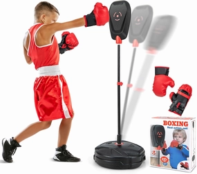 Goplus Inflation-Free Punching Bag, Boxing Bag Set with Boxing Gloves, Quick Rebound Design, 6-Position Adjustable Boxing Equipment for Kids 5  Years Old Boys Girls, Christmas Birthday Gift Toys