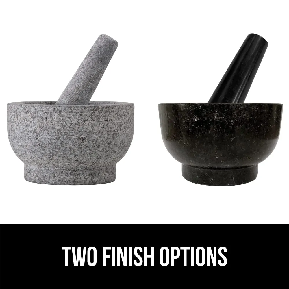 GORILLA GRIP Heavy Duty Mortar and Pestle Set with Slip Resistant Base, 2 Cup, 100% Granite Stone Molcajete Guacamole Bowl, Grind Seeds, Spices, Crush Garlic, Kitchen Muddler for Fresh Herbs, Gray
