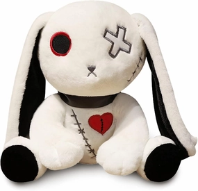 Goth Bunny Plush Rabbit Toy - Horror Plushie Creepy Spooky Easter Bunny Crazy Plushie