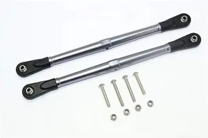 GPM For Losi 1/6 Super Baja Rey 4X4 Desert Truck Upgrade Parts Aluminum Adjustable Rear Upper Chassis Link Tie Rods - 1Pr Set Gray Silver