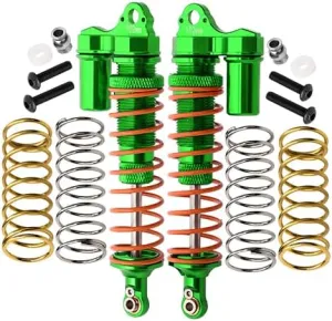 GPM For Traxxas Rustler 4X4 VXL (67076-4) / Hoss 4X4 VXL (90076-4) Upgrade Parts Aluminum Rear Adjustable L-Shape Piggy Back Shocks 102mm - 1Pr Set Green