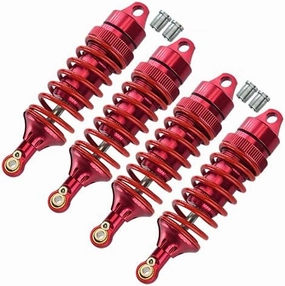 GPM For Traxxas Revo/Revo 3.3 / E-Revo Brushless/E-Revo VXL 2.0 Upgrade Parts Aluminum Front Or Rear Adjustable Spring Dampers (85mm) With Aluminum Ball Ends - 2Pr Set Red