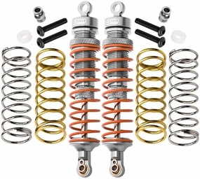 GPM For Traxxas Rustler 4X4 VXL (67076-4) / Hoss 4X4 VXL (90076-4) Upgrade Parts Aluminum Rear Adjustable Shocks 102mm - 1Pr Set Silver