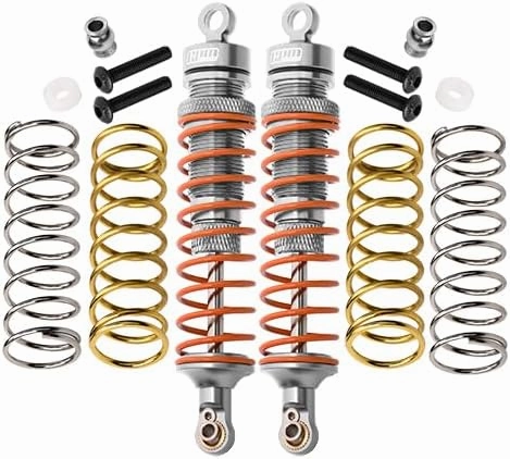GPM For Traxxas Rustler 4X4 VXL (67076-4) / Hoss 4X4 VXL (90076-4) Upgrade Parts Aluminum Rear Adjustable Shocks 102mm - 1Pr Set Silver