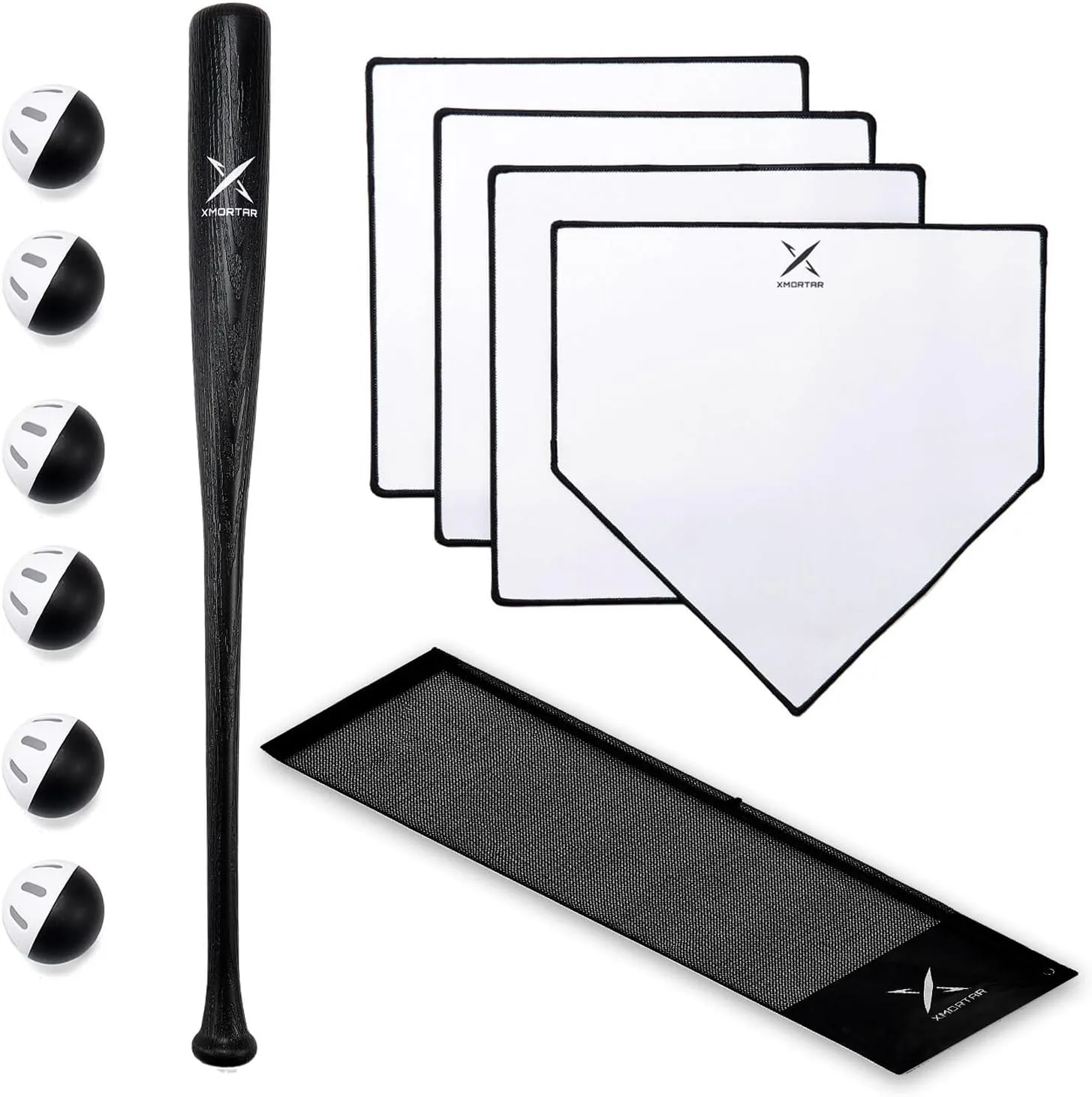 Grand Slam Baseball Bat Set, Includes 1 Plastic Bat, 6 Balls and 4 Throw Down Bases for Youth, Teenagers, Adults
