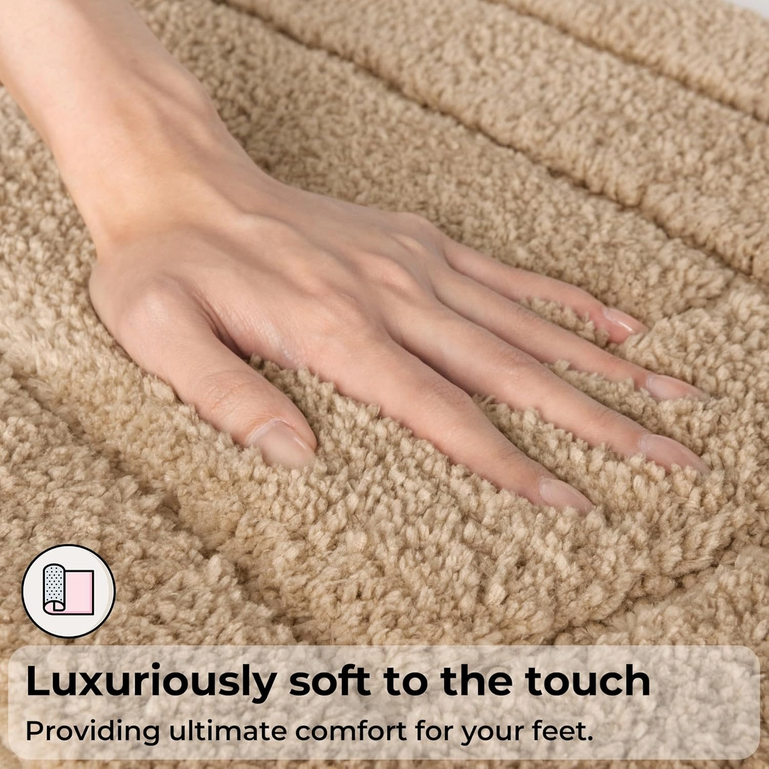GRANNY SAYS Bathroom Rugs Sets 2 Piece,Soft Bath Mats for Bathroom, Bath Rugs Non Slip Washable, Absorbent Bath Rug for Tub, Shower and Toilet, Bath Mat Set (Khaki, 20" x 32"   16" x 24")