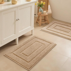 GRANNY SAYS Bathroom Rugs Sets 2 Piece,Soft Bath Mats for Bathroom, Bath Rugs Non Slip Washable, Absorbent Bath Rug for Tub, Shower and Toilet, Bath Mat Set (Khaki, 20" x 32"   16" x 24")