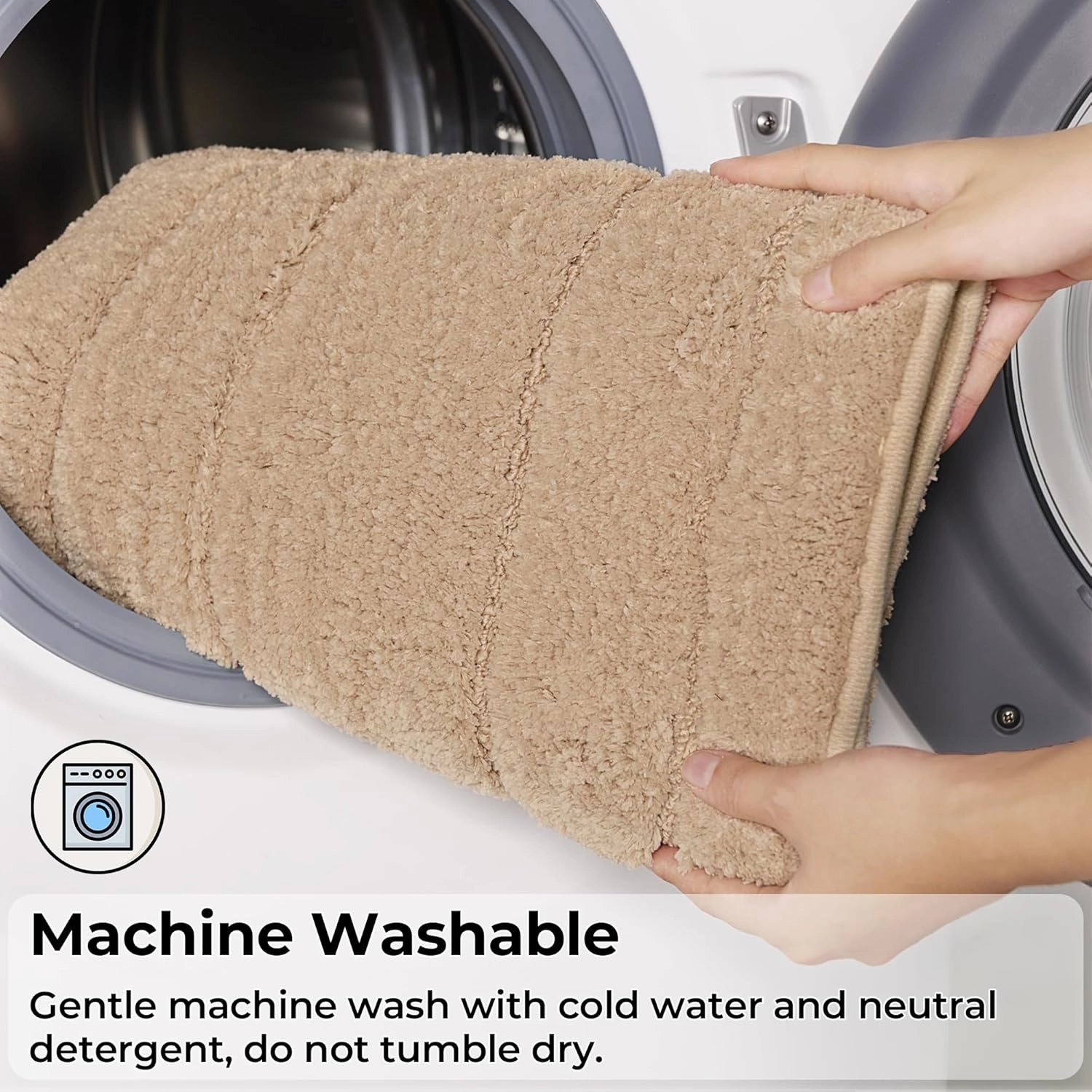 GRANNY SAYS Bathroom Rugs Sets 2 Piece,Soft Bath Mats for Bathroom, Bath Rugs Non Slip Washable, Absorbent Bath Rug for Tub, Shower and Toilet, Bath Mat Set (Khaki, 20" x 32"   16" x 24")