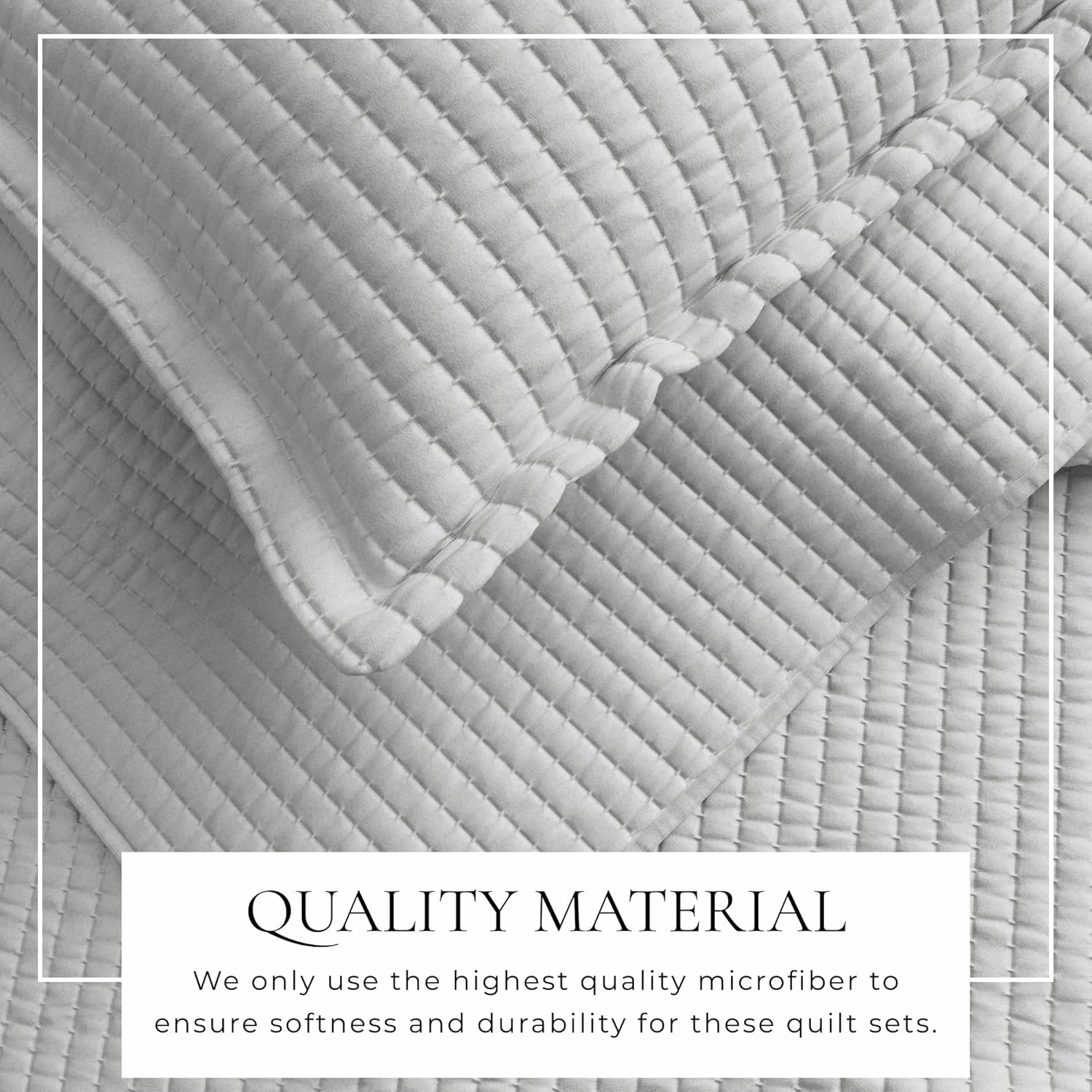 Great Bay Home Full/Queen Quilt Bedding Set, 3-Piece Lightweight Summer Channel Stitch Quilt Set with Shams, Ultra Soft Light Grey Bedspreads, Quilted Bedding Coverlets for All Seasons