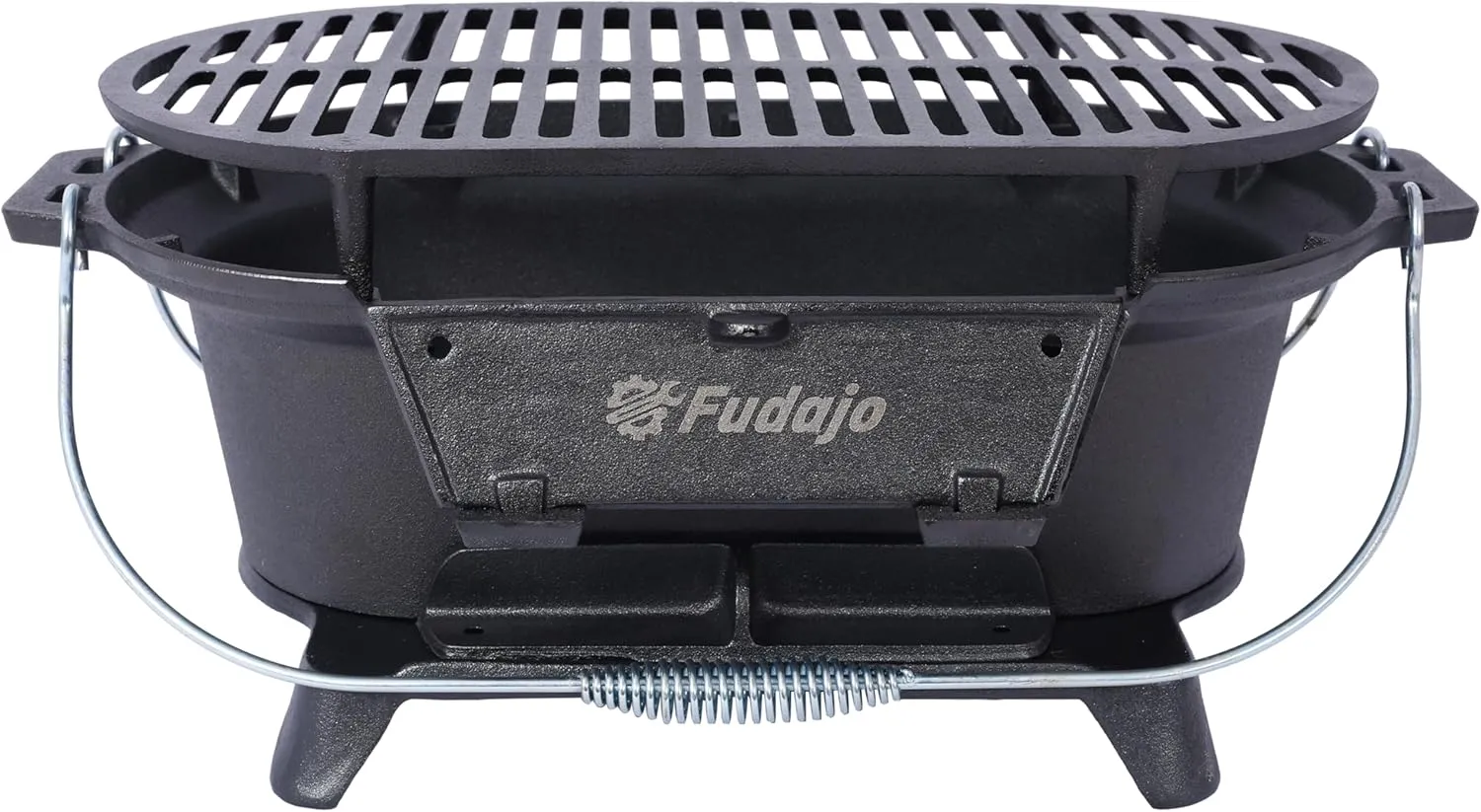 Grill Anywhere with Portable Charcoal Grill and Tabletop Cast Iron Skillet, Durable, Easy to Clean, Black