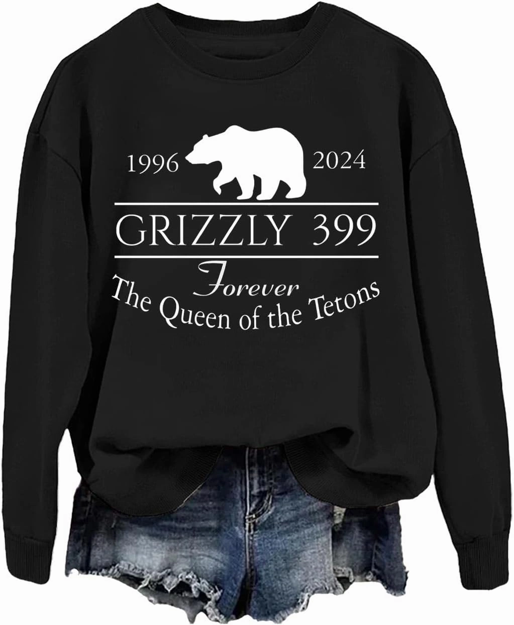 Grizzly 399 Sweatshirt, Grizzly Bear 399 Sweatshirt, In Memory of Bear 399 Forever Queen of the Tetons Sweatshirt