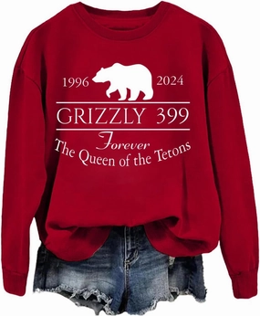 Grizzly 399 Sweatshirt, Grizzly Bear 399 Sweatshirt, In Memory of Bear 399 Forever Queen of the Tetons Sweatshirt