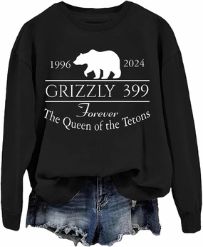 Grizzly 399 Sweatshirt, Grizzly Bear 399 Sweatshirt, In Memory of Bear 399 Forever Queen of the Tetons Sweatshirt
