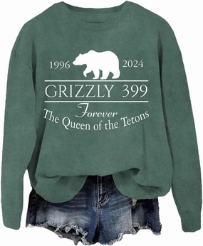Grizzly 399 Sweatshirt, Grizzly Bear 399 Sweatshirt, In Memory of Bear 399 Forever Queen of the Tetons Sweatshirt