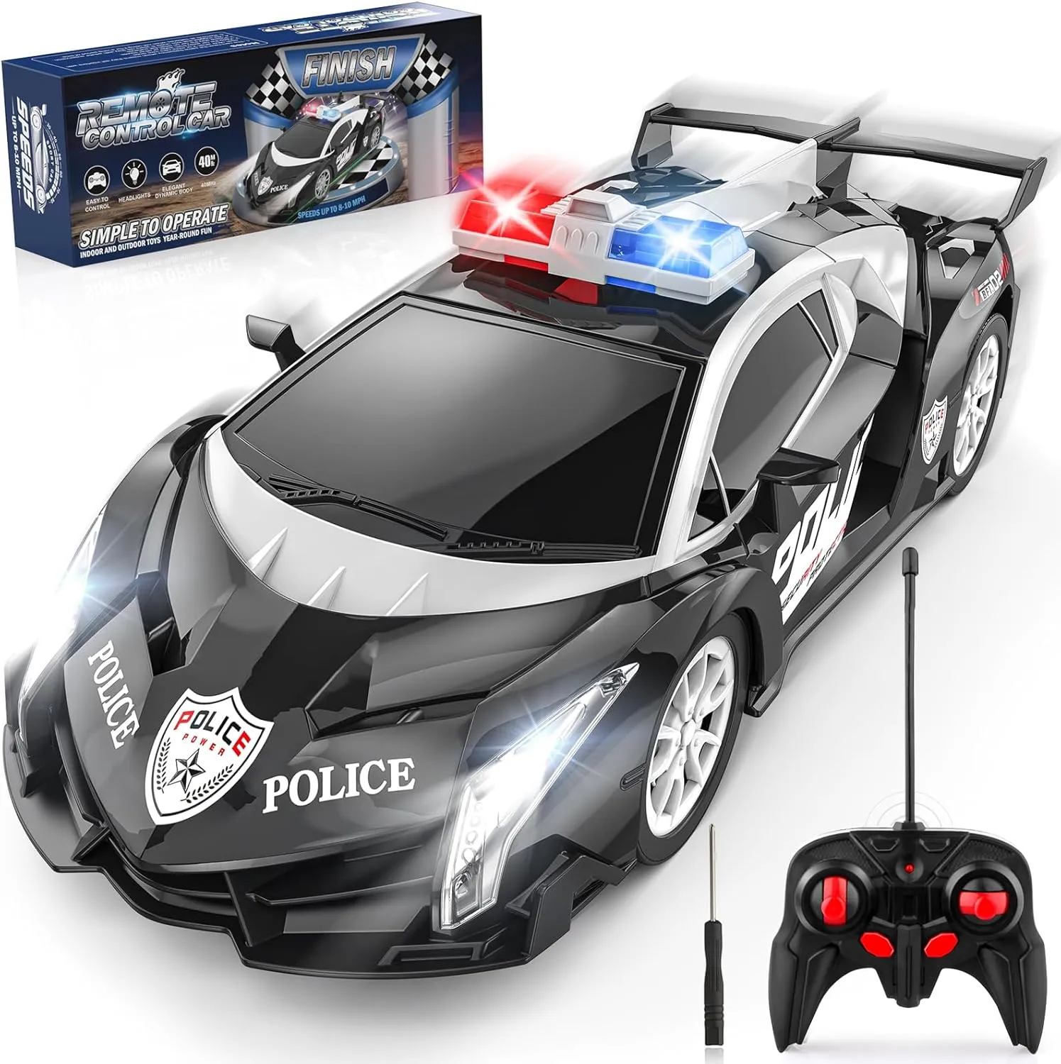 Growsland Remote Control Car Rc Cars for Boys 4-7 8-12, Kids Car Toys for Boys with Cool Flashing Light, Vehicle Hobby Race Cars Toys for Boy Girls Ages 4-6 5-7 6-8 8-12 Birthday Gift