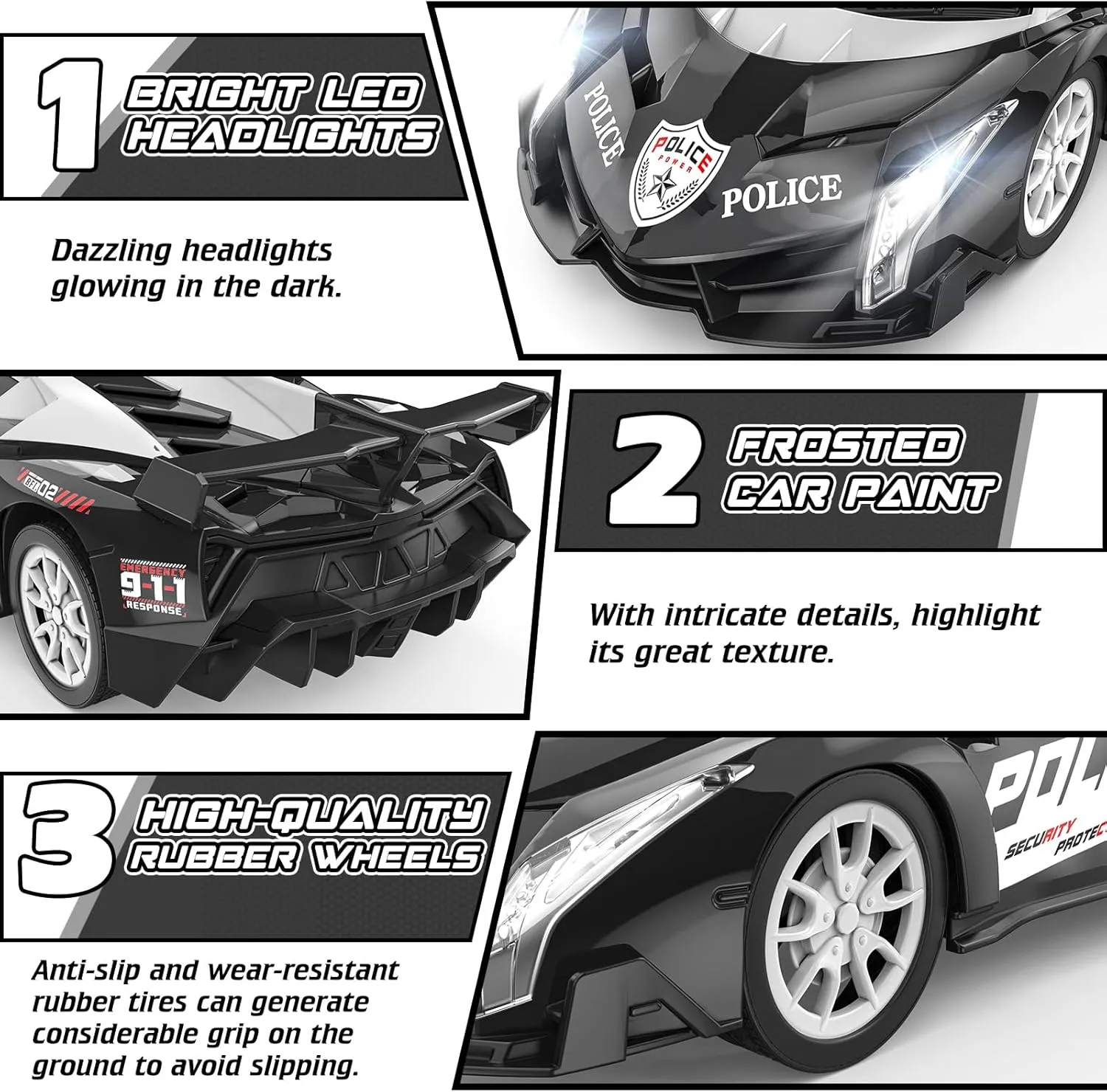 Growsland Remote Control Car Rc Cars for Boys 4-7 8-12, Kids Car Toys for Boys with Cool Flashing Light, Vehicle Hobby Race Cars Toys for Boy Girls Ages 4-6 5-7 6-8 8-12 Birthday Gift
