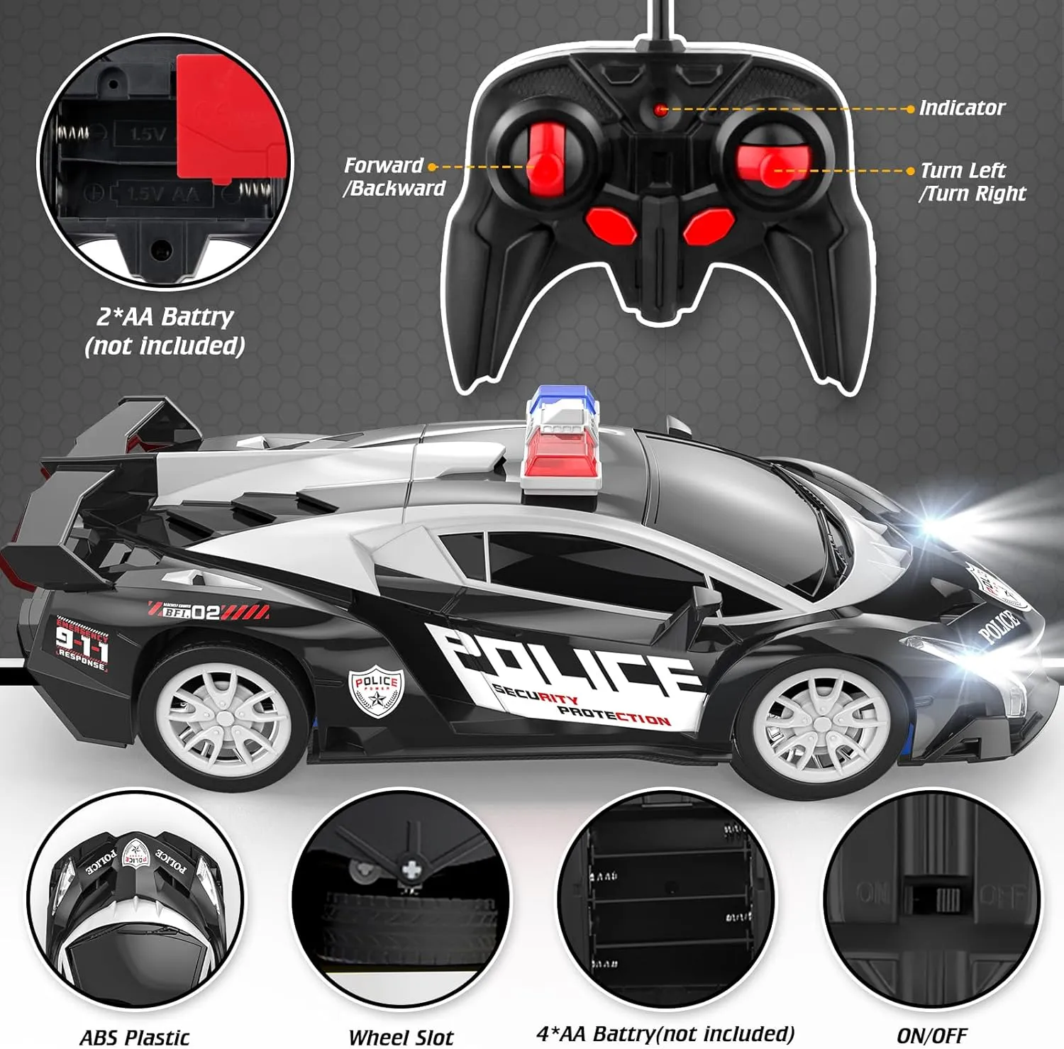 Growsland Remote Control Car Rc Cars for Boys 4-7 8-12, Kids Car Toys for Boys with Cool Flashing Light, Vehicle Hobby Race Cars Toys for Boy Girls Ages 4-6 5-7 6-8 8-12 Birthday Gift