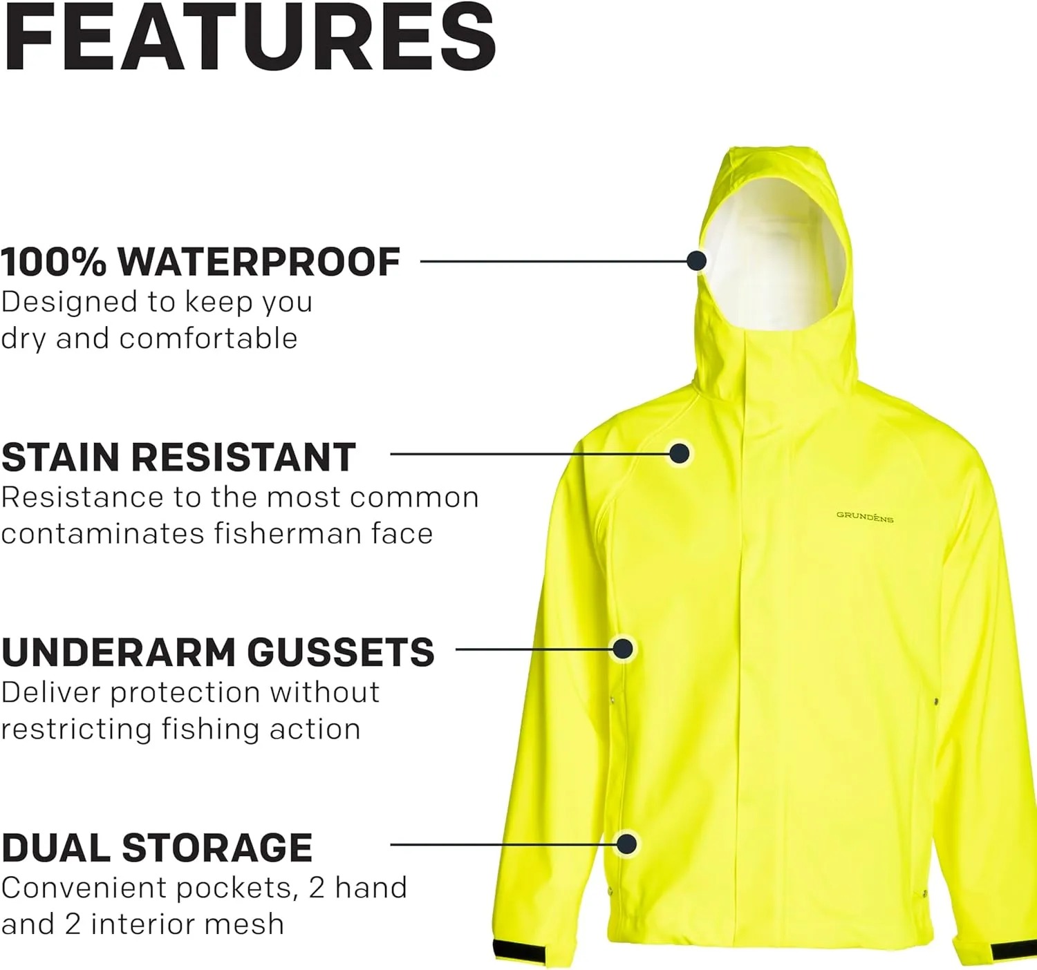 Grundens Men’s Neptune Commercial Fishing Jacket | Waterproof, Adjustable