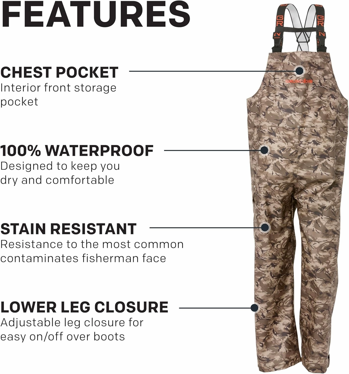 Grundens Men’s Neptune Commercial Fishing Bib Pants | Waterproof, Adjustable