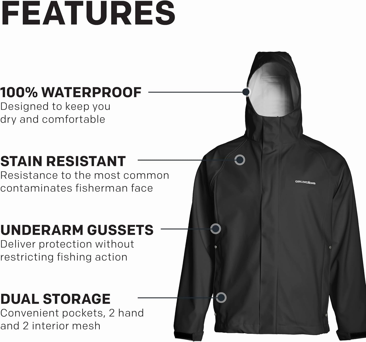 Grundens Men’s Neptune Commercial Fishing Jacket | Waterproof, Adjustable