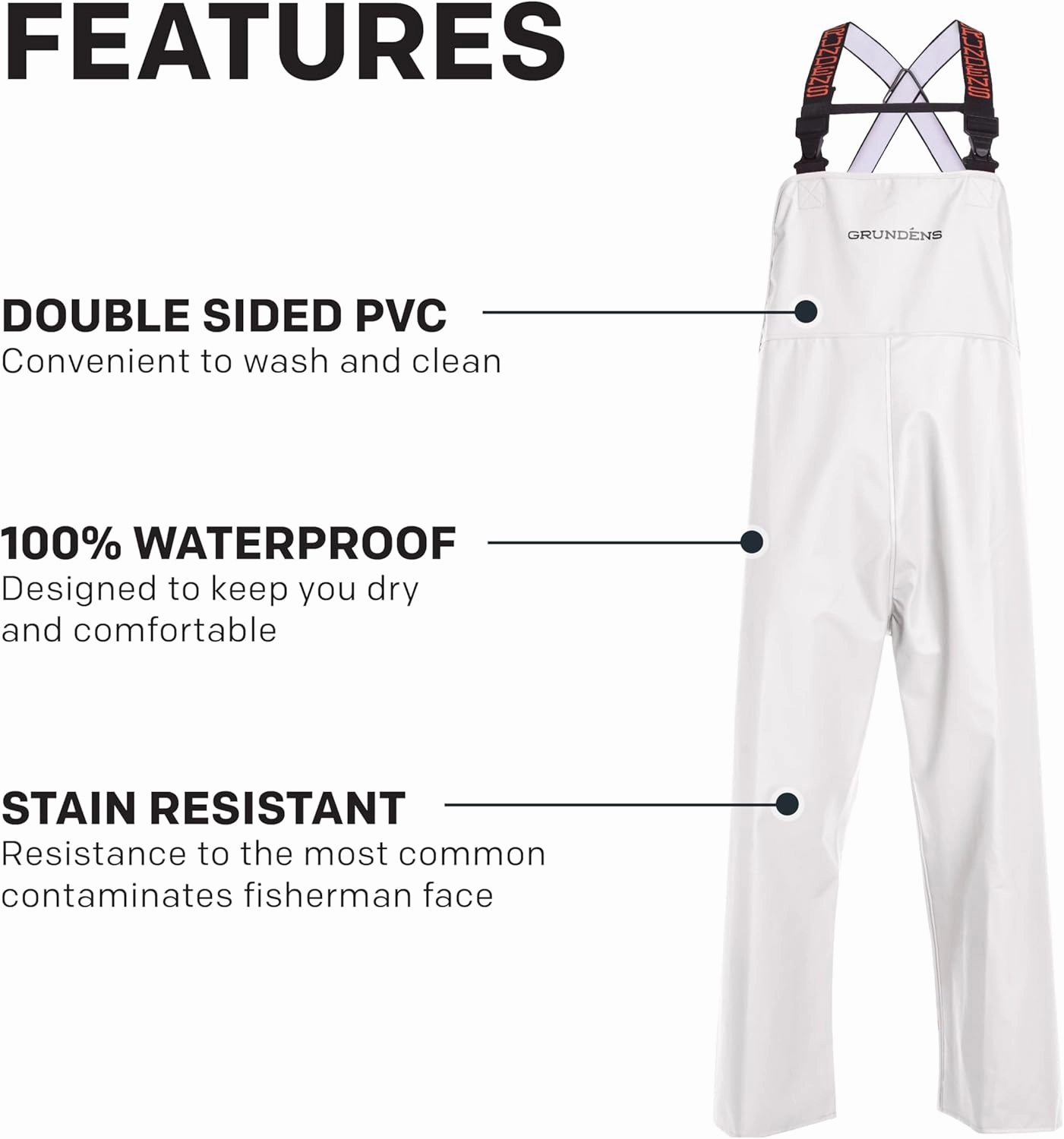Grundens Men’s Shoreman Bib Pants | Stain-Resistant, Waterproof Seafood Processing Bibs