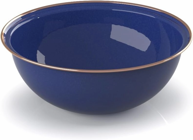 GSI Outdoors Mesa 2-Person Enamelware Dining Set 6-Pieces – Lapis with Bronze-Finished Stainless Steel Rim, Dishwasher Safe, Lapis