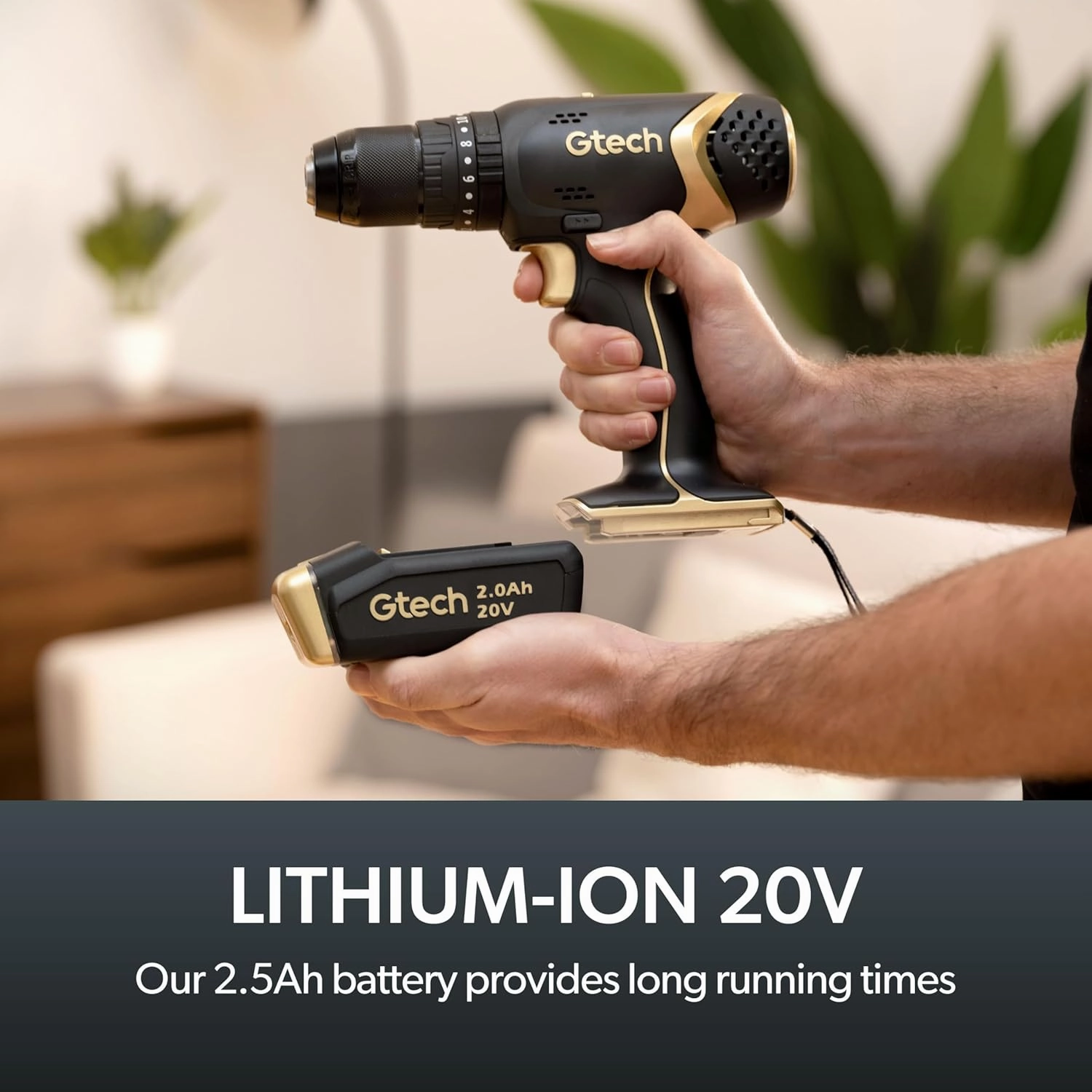 Gtech Power Tool Battery Pack - Lithium-Ion Technology for Longer Runtime - Compatible with All Power Tools - Minimal Self-Discharge - Black/Green