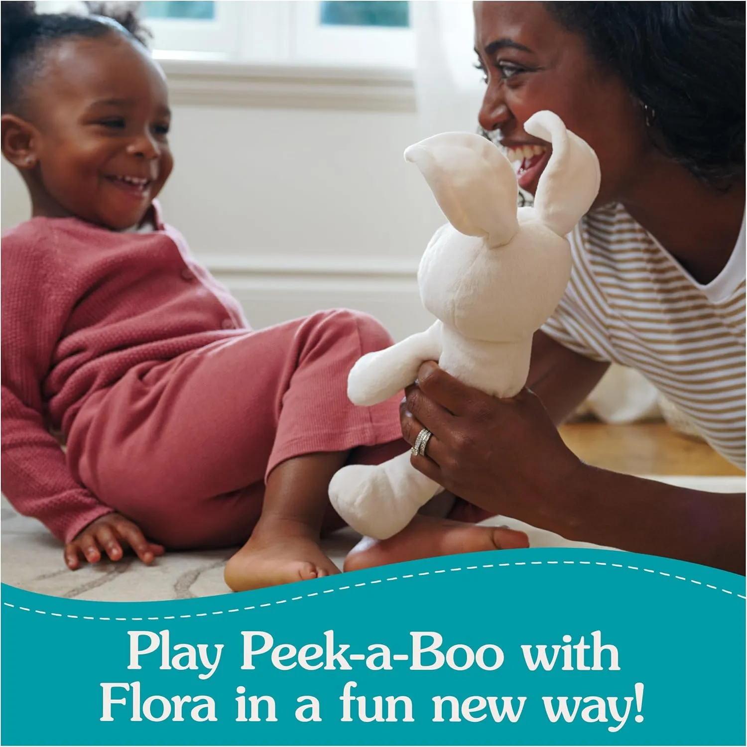 GUND Baby Peek-a-Boo Flora Bunny Plush, Bunny Rabbit Stuffed Animal, Baby Toy for Ages 0 and Up, Cream, 7" (Batteries Not Required)