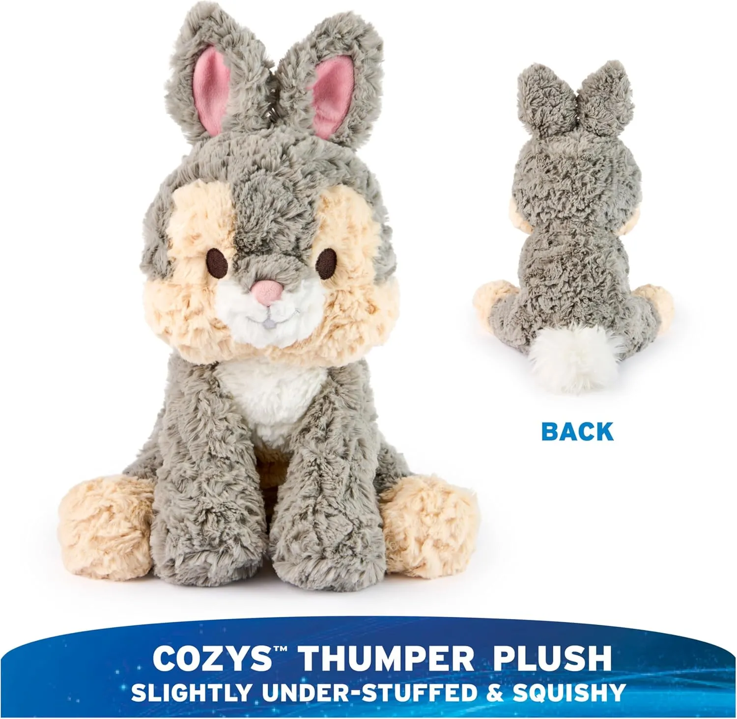 GUND Disney Official Thumper Plush, Disney Cozys Collection, Bambi Toys, Bunny Rabbit Stuffed Animal for Ages 1 and Up, Gray, 10”