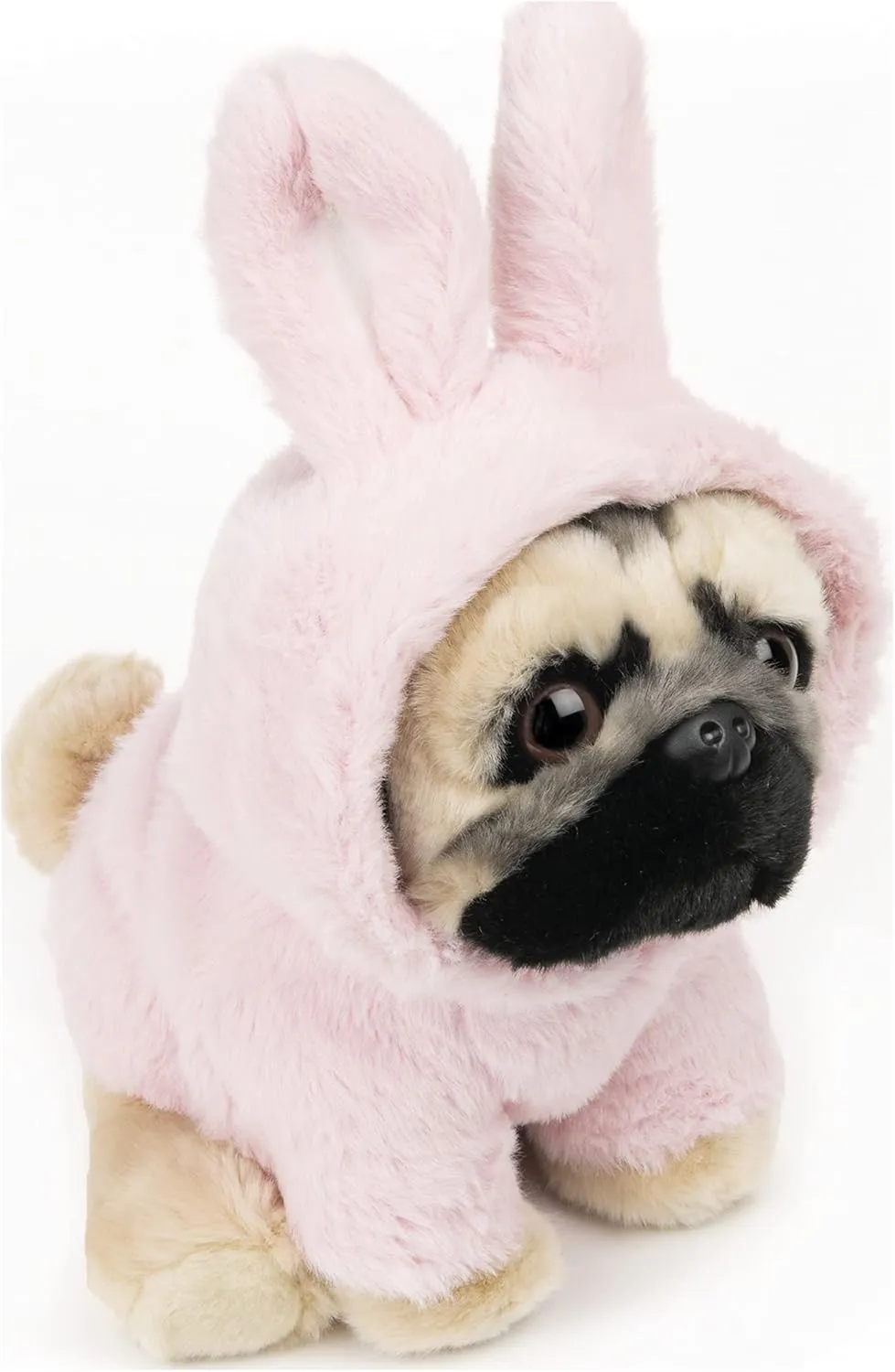 GUND Doug The Pug Fuzzy Pink Bunny Hoodie Doug Plush Stuffed Animal, Pink, 9”