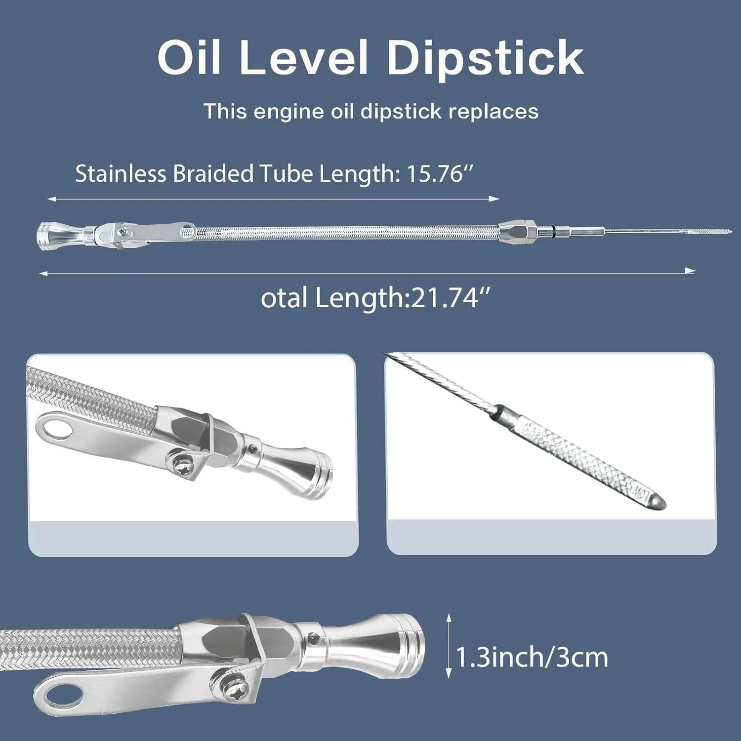 HAHAHA-Truck Compatible with LS Truck Flexible Oil Dipstick LSX LS1 LS2 LS2 LS6 4.8L 5.7L 6.0L 6.2L Silver (Silver) 21.79inch