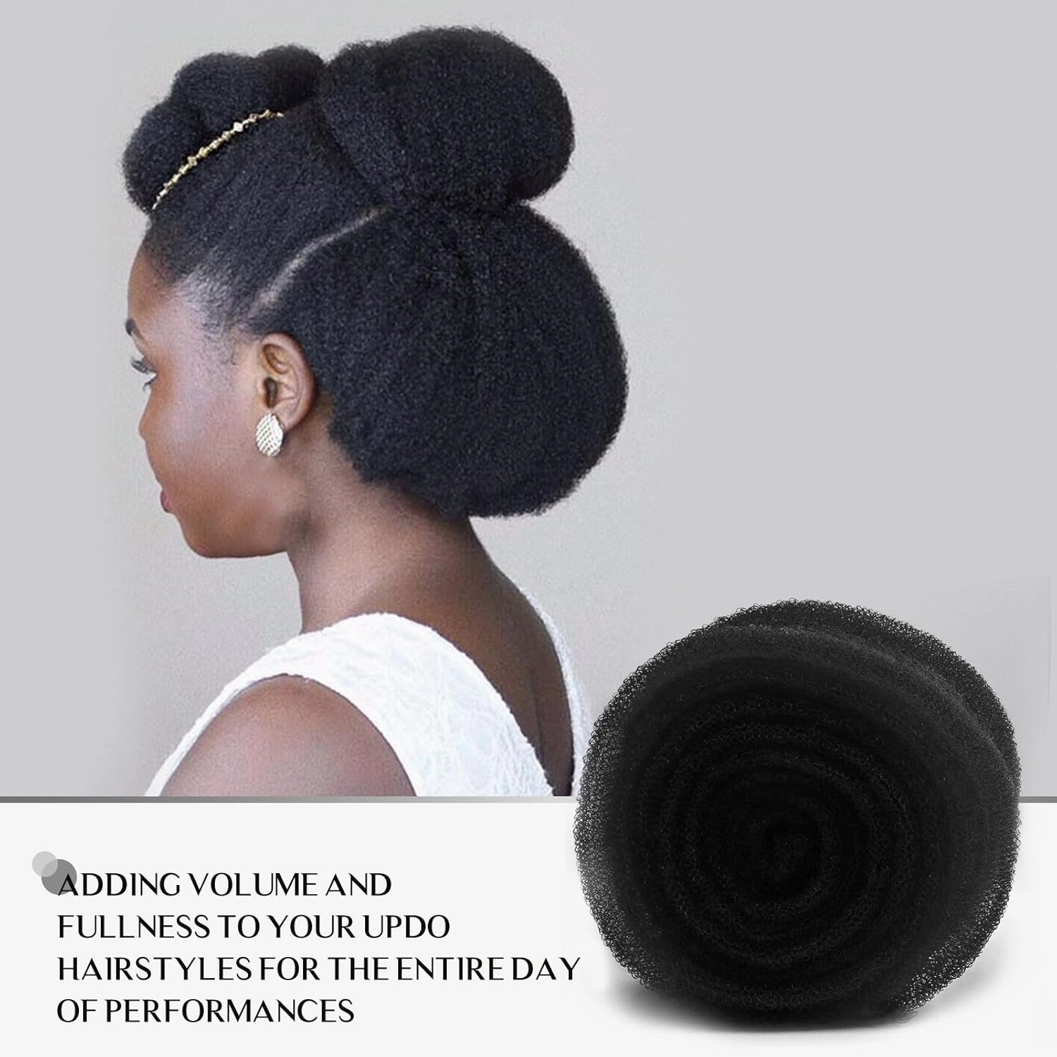 Hair Filler and Hairpins for Updo, Hair Sponge for Updo, Hair Padding,Hair Donuts for Updos, Volume Hair Bumps it Tool, Black