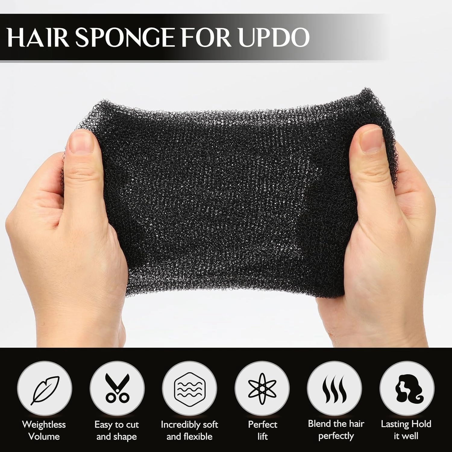 Hair Filler and Hairpins for Updo, Hair Sponge for Updo, Hair Padding,Hair Donuts for Updos, Volume Hair Bumps it Tool, Black