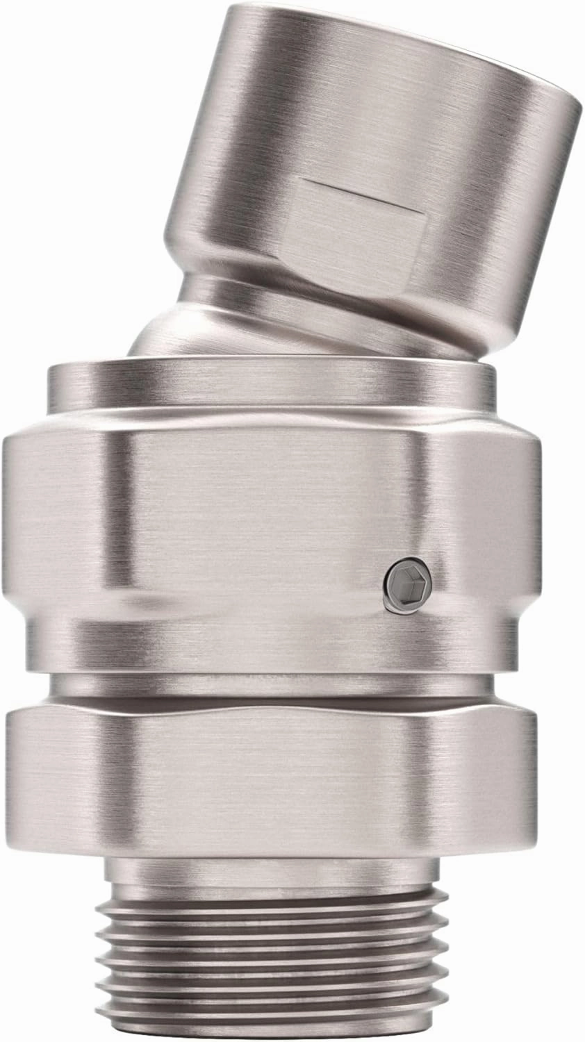 HammerHead Showers® ALL METAL Shower Head Swivel Ball Adapter, Brushed Nickel | Adjustable Pivot Ball To Adjust Showerhead Angle | Universal Connector Joint Fits Fixed, Hand Held & Rain Shower Heads