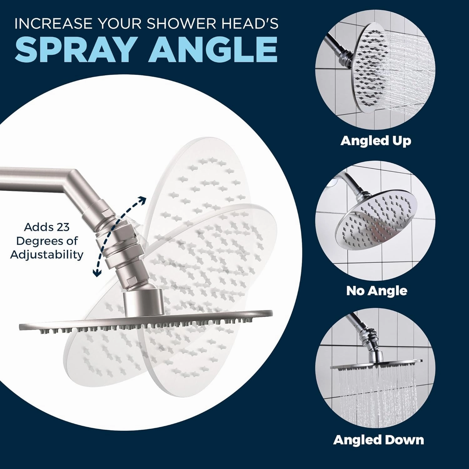 HammerHead Showers® ALL METAL Shower Head Swivel Ball Adapter, Brushed Nickel | Adjustable Pivot Ball To Adjust Showerhead Angle | Universal Connector Joint Fits Fixed, Hand Held & Rain Shower Heads