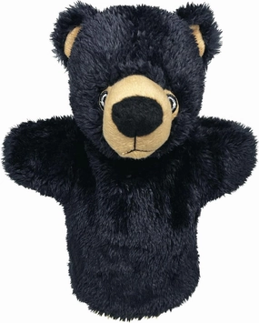 Hand Puppet - Black Bear from Deluxebase. Plush Animal Puppets for Kids Made from Recycled Plastic Bottles, Eco-Friendly Toys for Pretend Play, Gifts and Creative Playtime.
