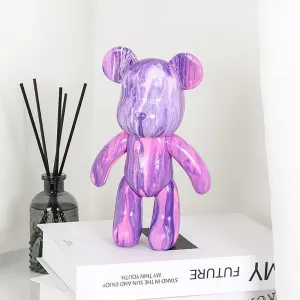 HANDA 13.4 inch DIY Painting Teddy Bear Violent Bear Kit Set Fluid Painting Creative Home Decorations Handmade Doll Figurine Toys Gift for Birthday Valentine's Day (9.05 inch, White Pink Purple)
