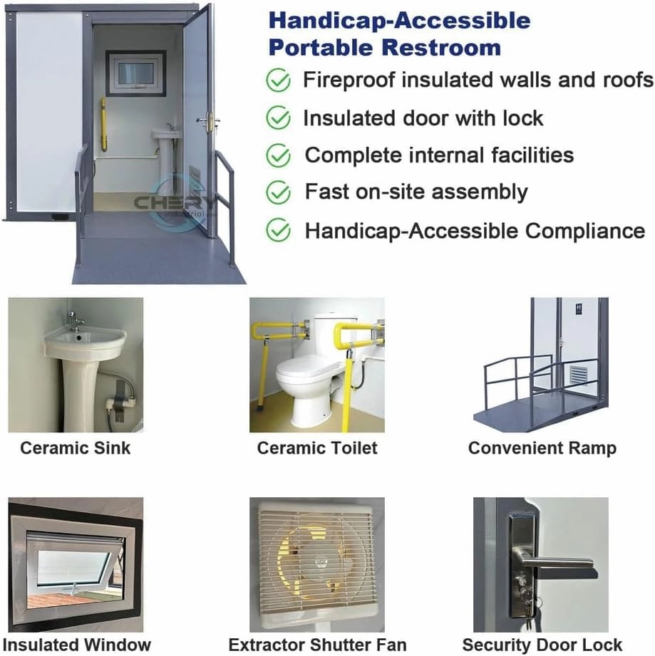 Handicap-Accessible Portable Restroom for Disabled, Outdoor Mobile Toilet for Concerts, Conventions, Construction, Sporting Events