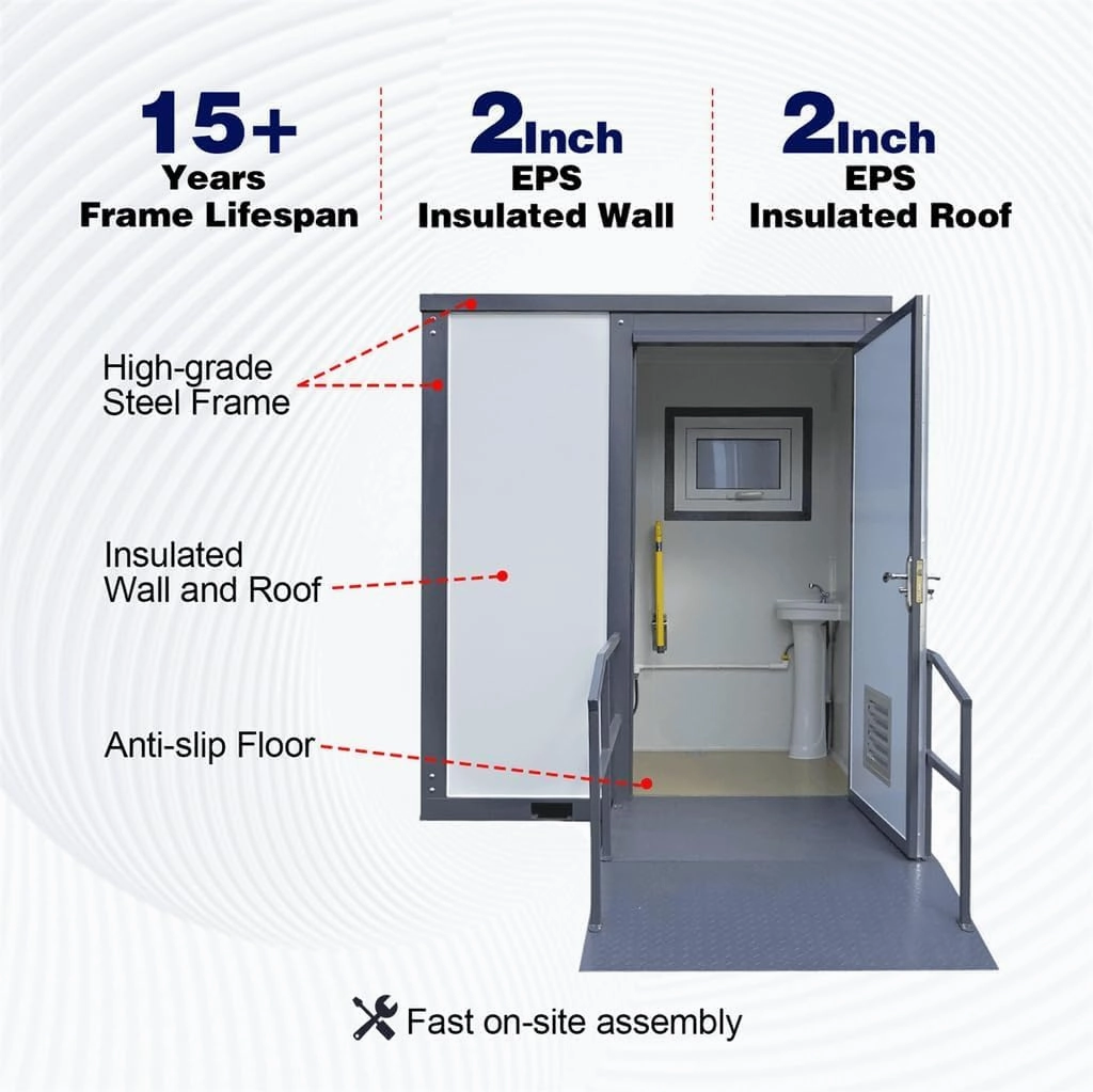 Handicap-Accessible Portable Restroom for Disabled, Outdoor Mobile Toilet for Concerts, Conventions, Construction, Sporting Events