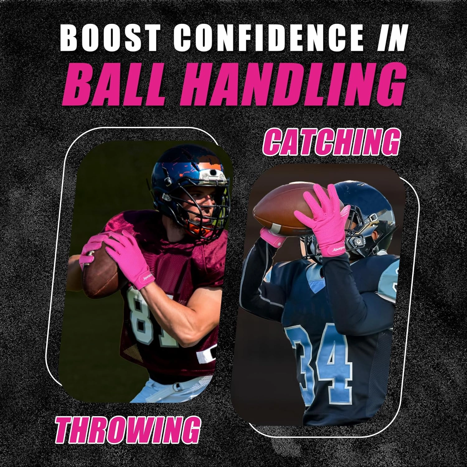HANDLANDY Football Gloves Men, Sticky Wide Receiver Grip Gloves, Stretch Fit Football Glove Adult