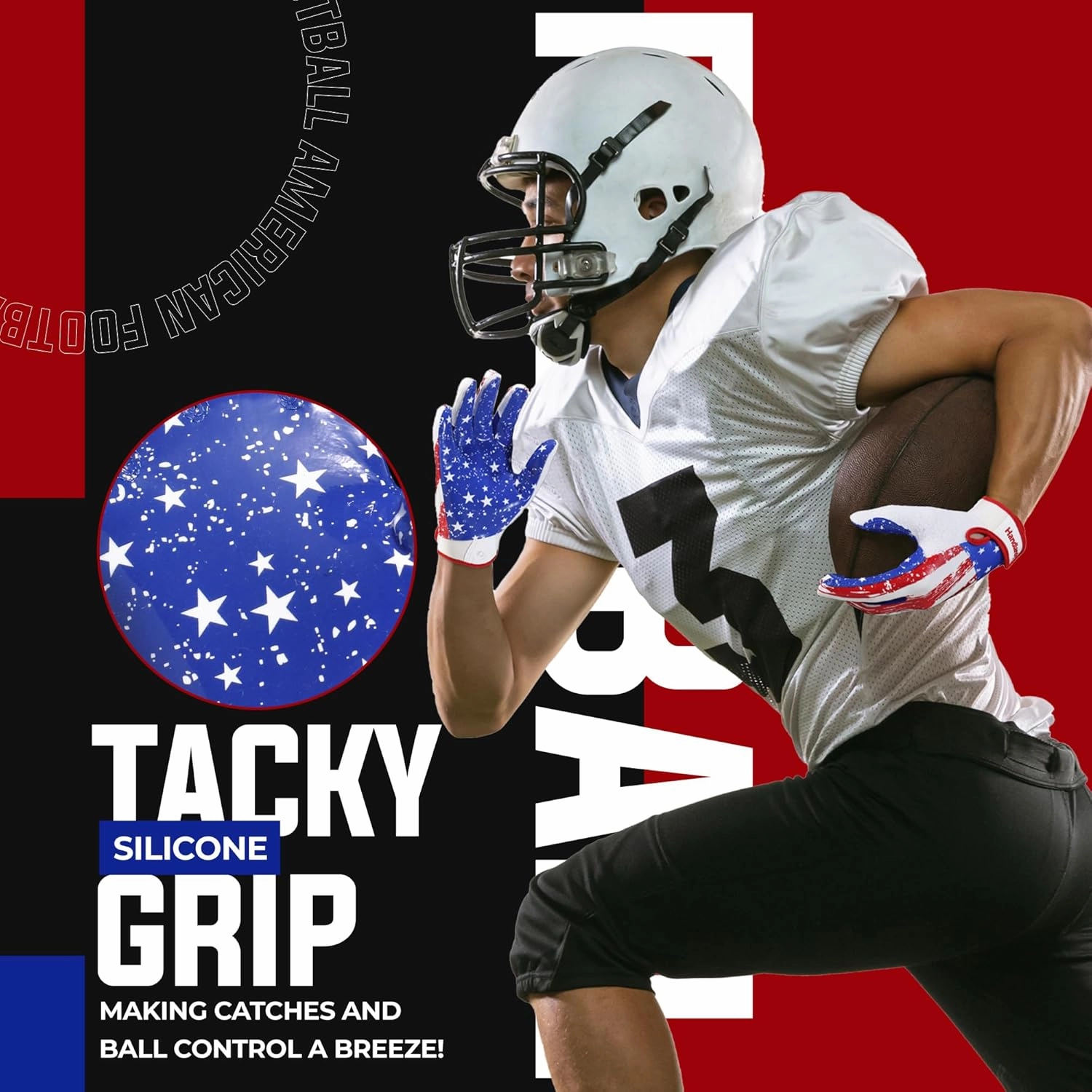 HANDLANDY Youth Football Gloves for Boys Girls, Sticky Wide Receiver Gloves for Kids, Junior Flag Football Gloves