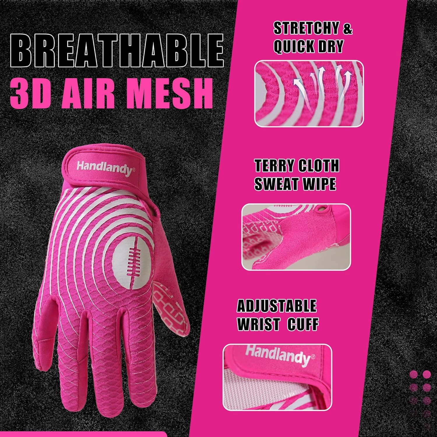 HANDLANDY Youth Football Gloves, Kids Sticky Receiver Gloves,Super Grip Football Glove Best Gift for Boys,Girls