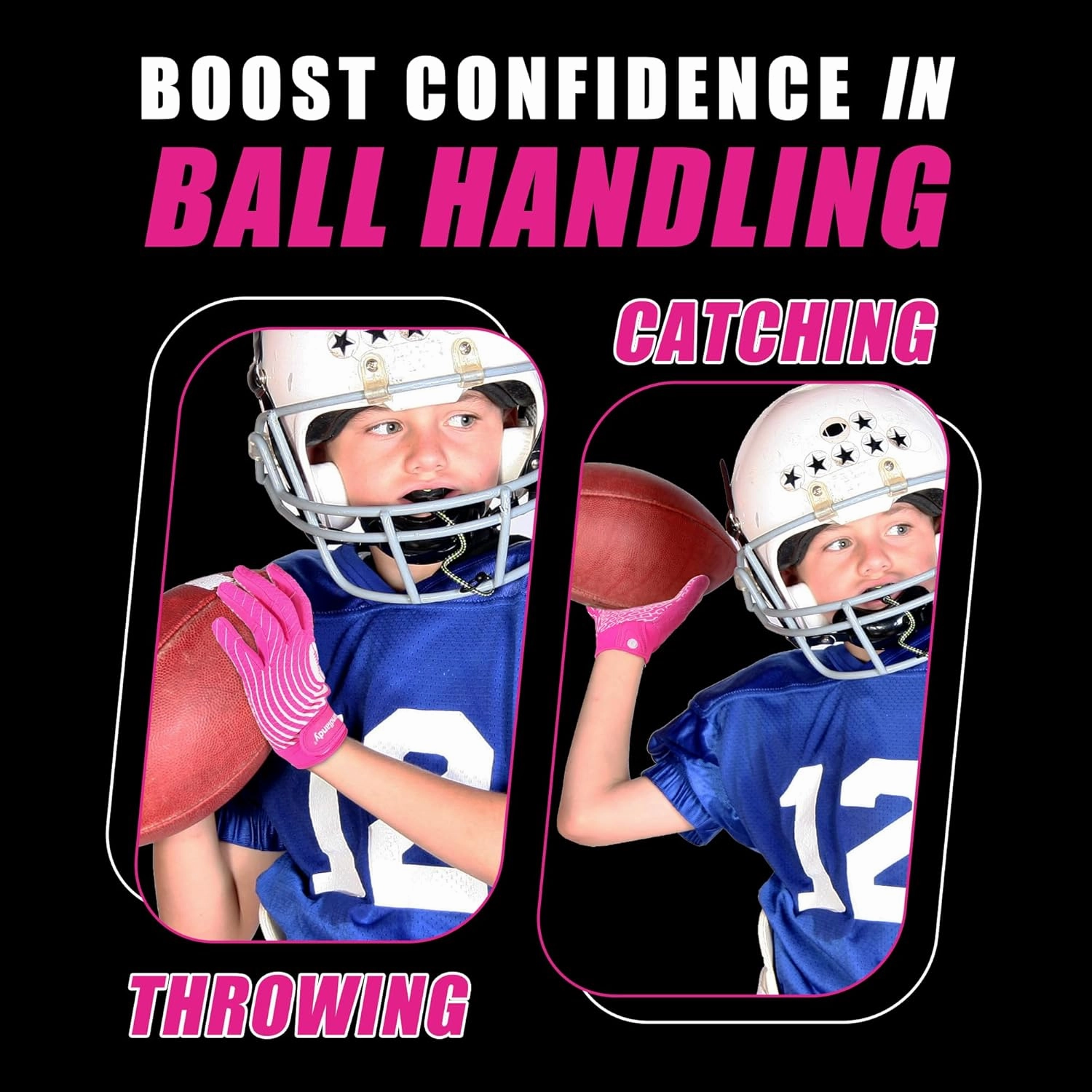 HANDLANDY Youth Football Gloves, Kids Sticky Receiver Gloves,Super Grip Football Glove Best Gift for Boys,Girls