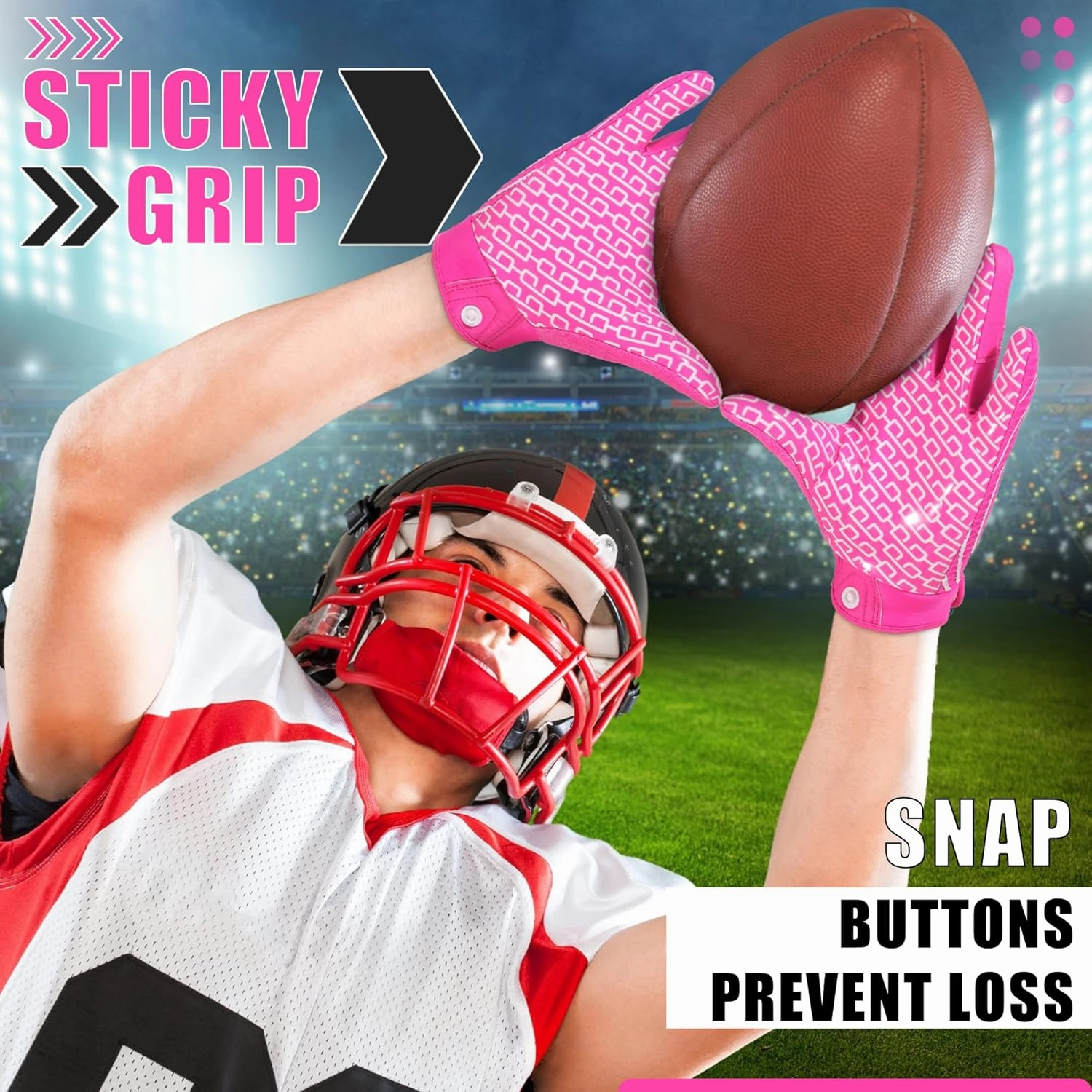 HANDLANDY Youth Football Gloves, Kids Sticky Receiver Gloves,Super Grip Football Glove Best Gift for Boys,Girls