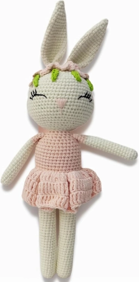 Handmade Soft Bunny Stuffed Animal - Crochet Baby Rattle - Bunny Stuffed Animal - Cotton Knitted Sleep Toy - Stuffed Animals for Babies(12.6 Inches)
