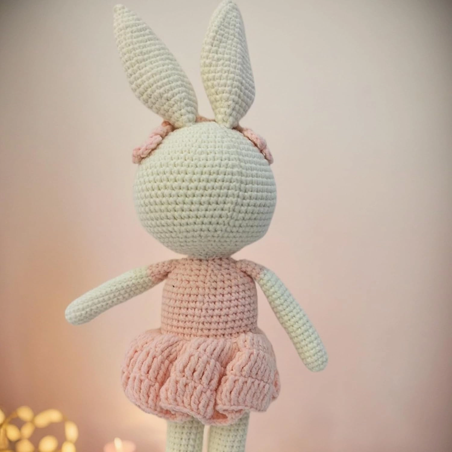 Handmade Soft Bunny Stuffed Animal - Crochet Baby Rattle - Bunny Stuffed Animal - Cotton Knitted Sleep Toy - Stuffed Animals for Babies(12.6 Inches)